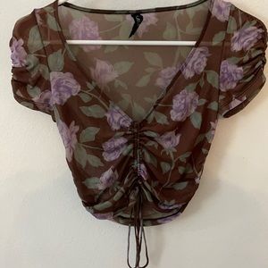 Floral Mesh Crop Top